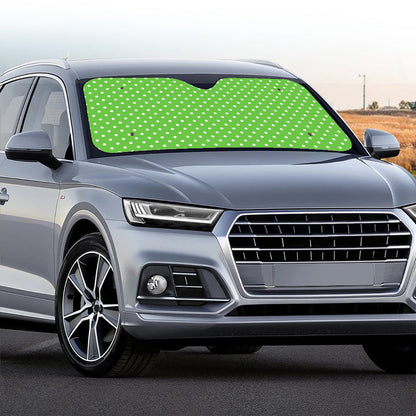 Lime Green And White Polka Dot Print Car Windshield Sun Shade