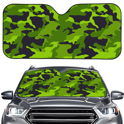 Lime Green Camouflage Print Car Windshield Sun Shade