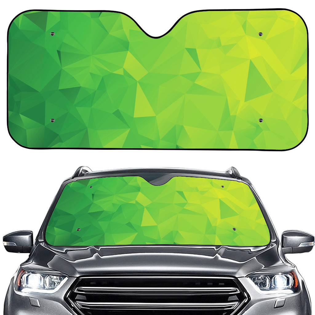 Lime Green Polygonal Geometric Print Car Windshield Sun Shade