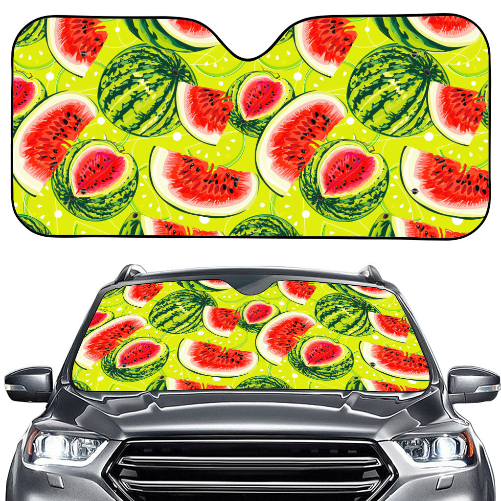 Lime Green Watermelon Pattern Print Car Windshield Sun Shade