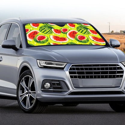 Lime Green Watermelon Pattern Print Car Windshield Sun Shade