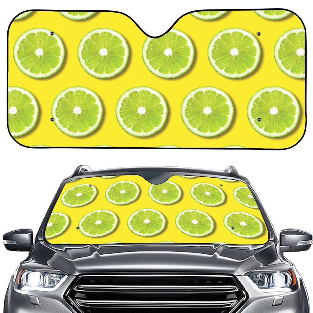 Lime Slices Pattern Print Car Windshield Sun Shade