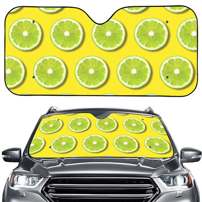 Lime Slices Pattern Print Car Windshield Sun Shade