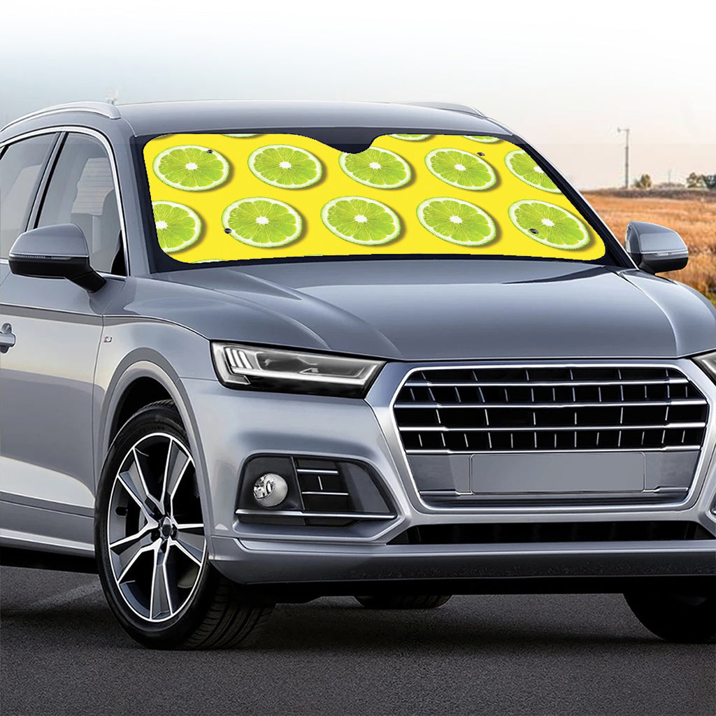 Lime Slices Pattern Print Car Windshield Sun Shade