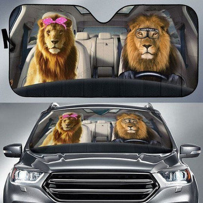 Lion Car All Over Printed 3D Sun Shade
