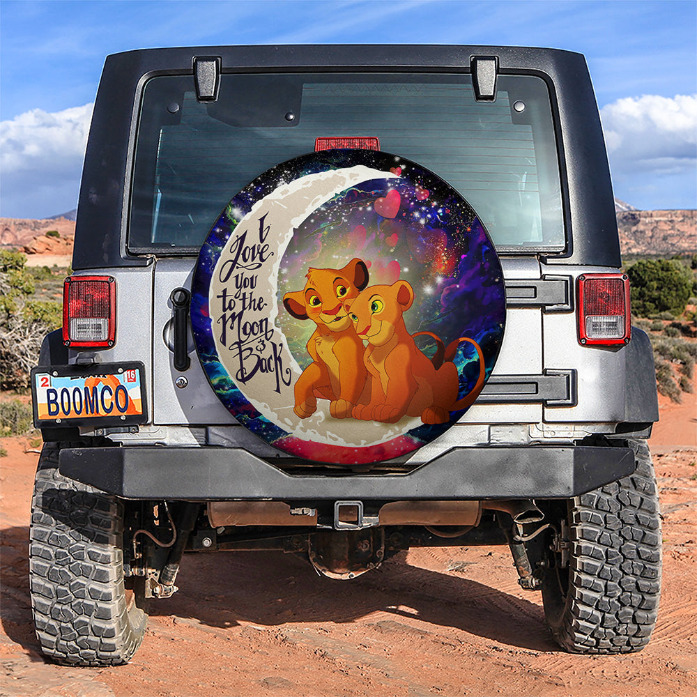 Lion King Simba Nala Love You To The Moon Galaxy Car Spare Tire Cover