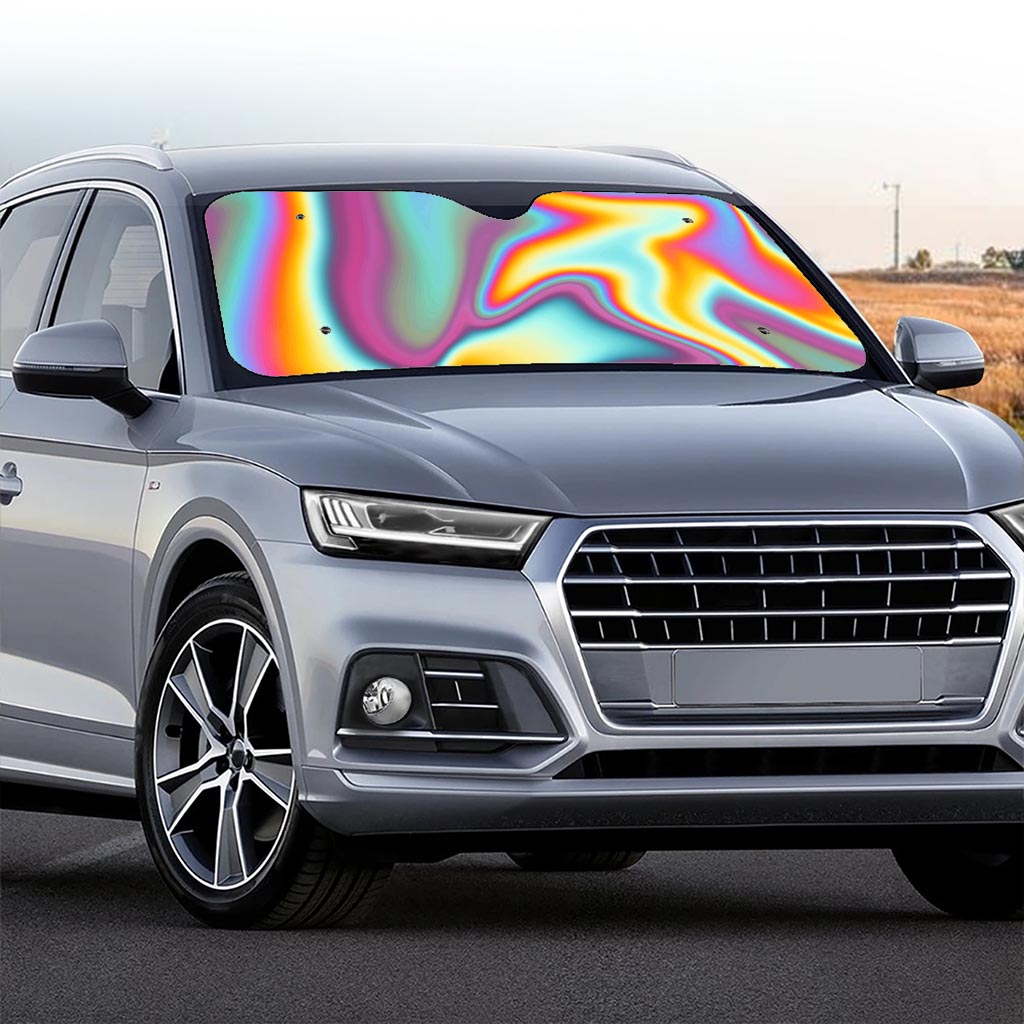Liquid Holographic Trippy Print Car Windshield Sun Shade