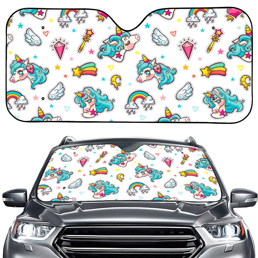 Little Girly Unicorn Pattern Print Car Windshield Sun Shade