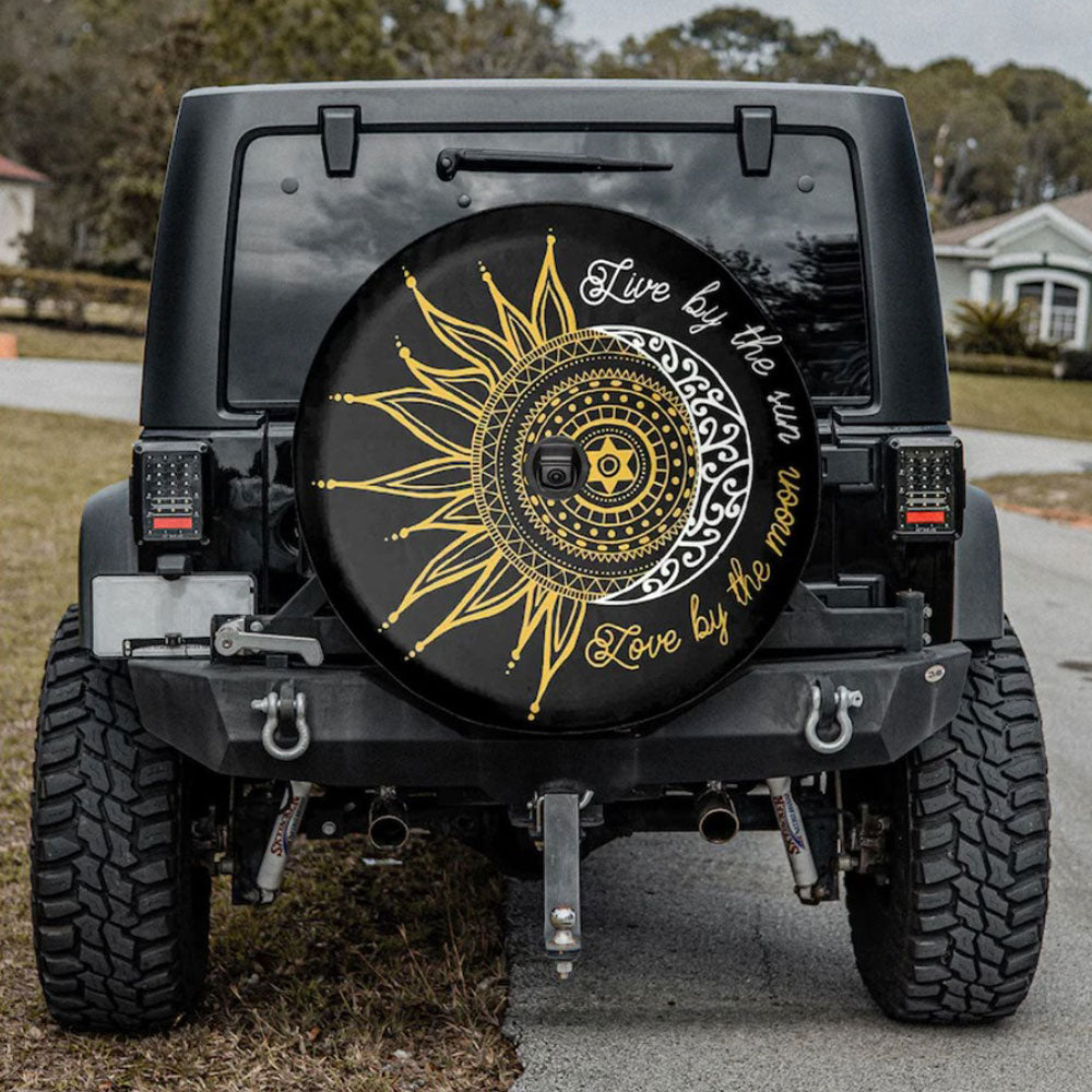 Live By The Sun, Love By The Moon American Day Car Spare Tire Cover