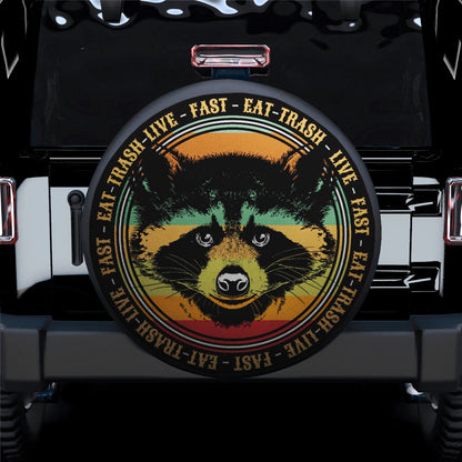 Live Fast Eat Trash Raccoon Camping Spare Tire Cover