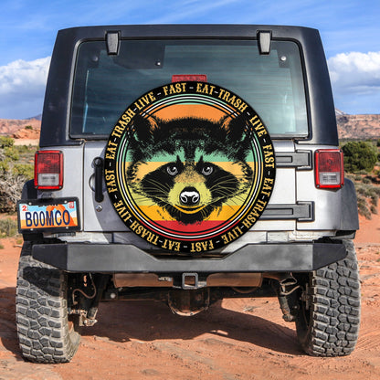 Live Fast Eat Trash Raccoon Camping Spare Tire Cover