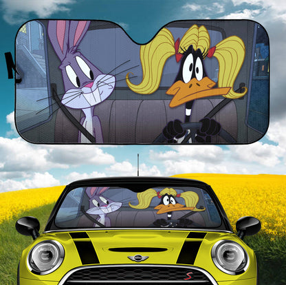Looney Tunes Daffy Duck Bugs Bunny Driving Funny Car Auto Sunshades