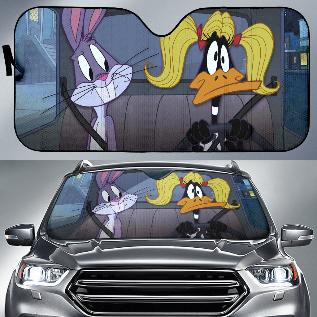Looney Tunes Daffy Duck Bugs Bunny Driving Funny Car Auto Sunshades
