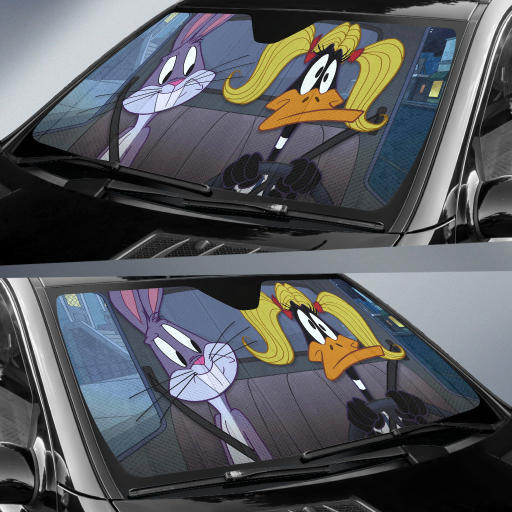 Looney Tunes Daffy Duck Bugs Bunny Driving Funny Car Auto Sunshades