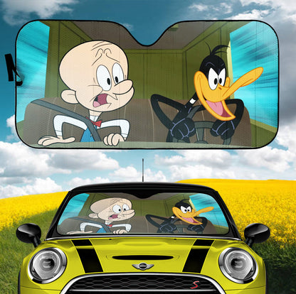 Looney Tunes Daffy Duck Driving Test Funny Car Auto Sunshades