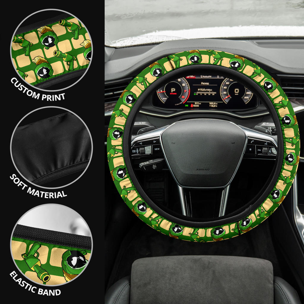 Looney Tunes Marvin The Martian Raygun Premium Custom Car Steering Wheel Cover