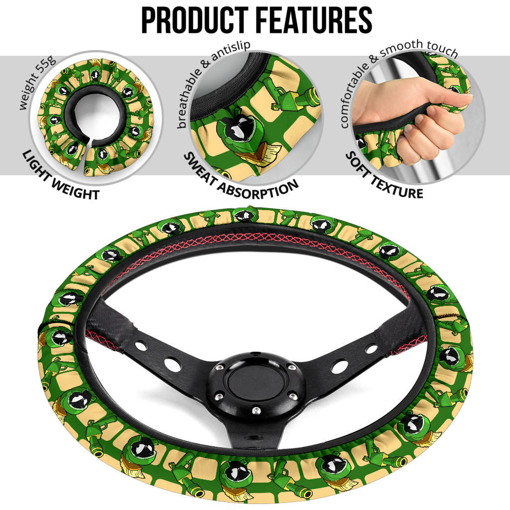 Looney Tunes Marvin The Martian Raygun Premium Custom Car Steering Wheel Cover