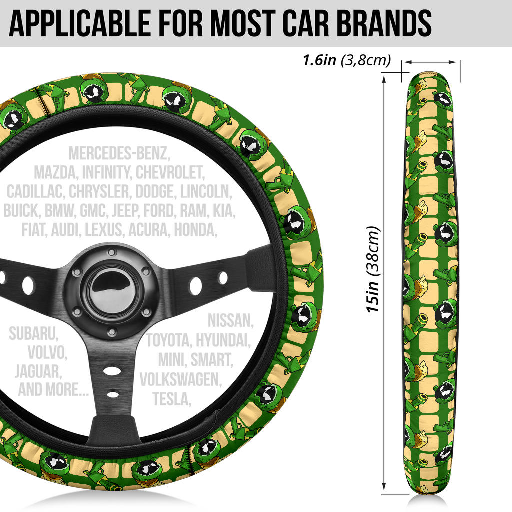 Looney Tunes Marvin The Martian Raygun Premium Custom Car Steering Wheel Cover