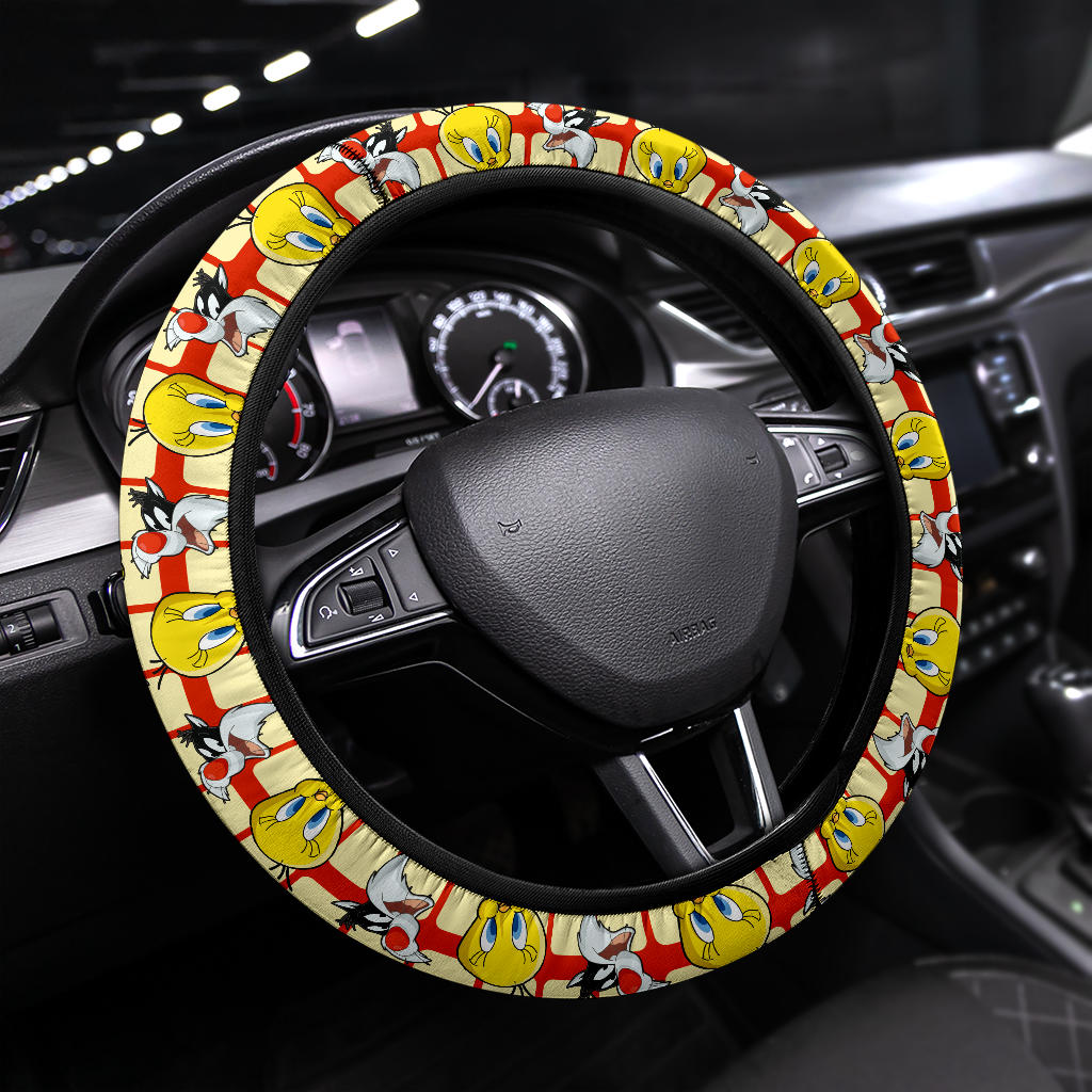 Looney Tunes Tweety Sylvester Premium Custom Car Steering Wheel Cover