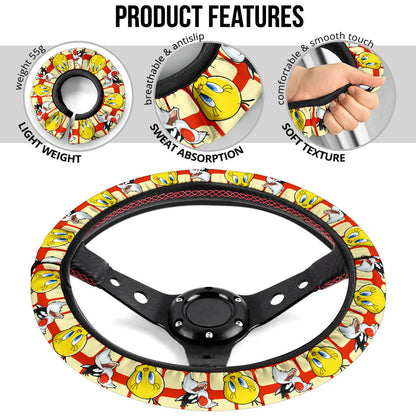 Looney Tunes Tweety Sylvester Premium Custom Car Steering Wheel Cover