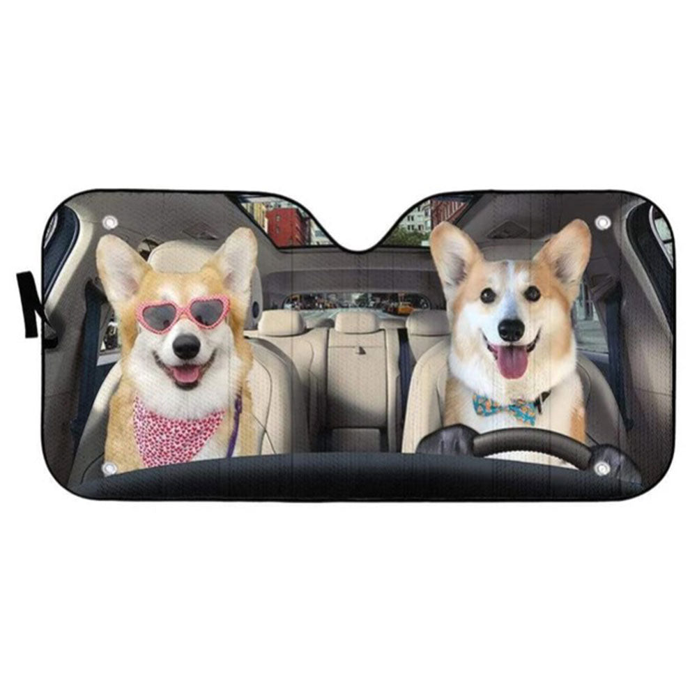 Love Corgi Dogs In Car Custom Car Auto Sun Shades Windshield Accessories Decor Gift