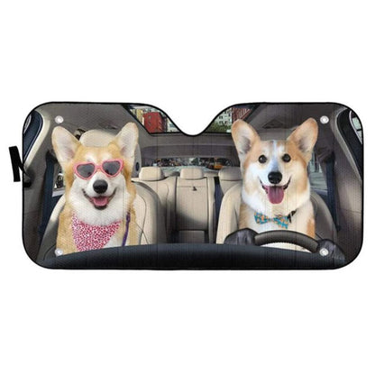 Love Corgi Dogs In Car Custom Car Auto Sun Shades Windshield Accessories Decor Gift