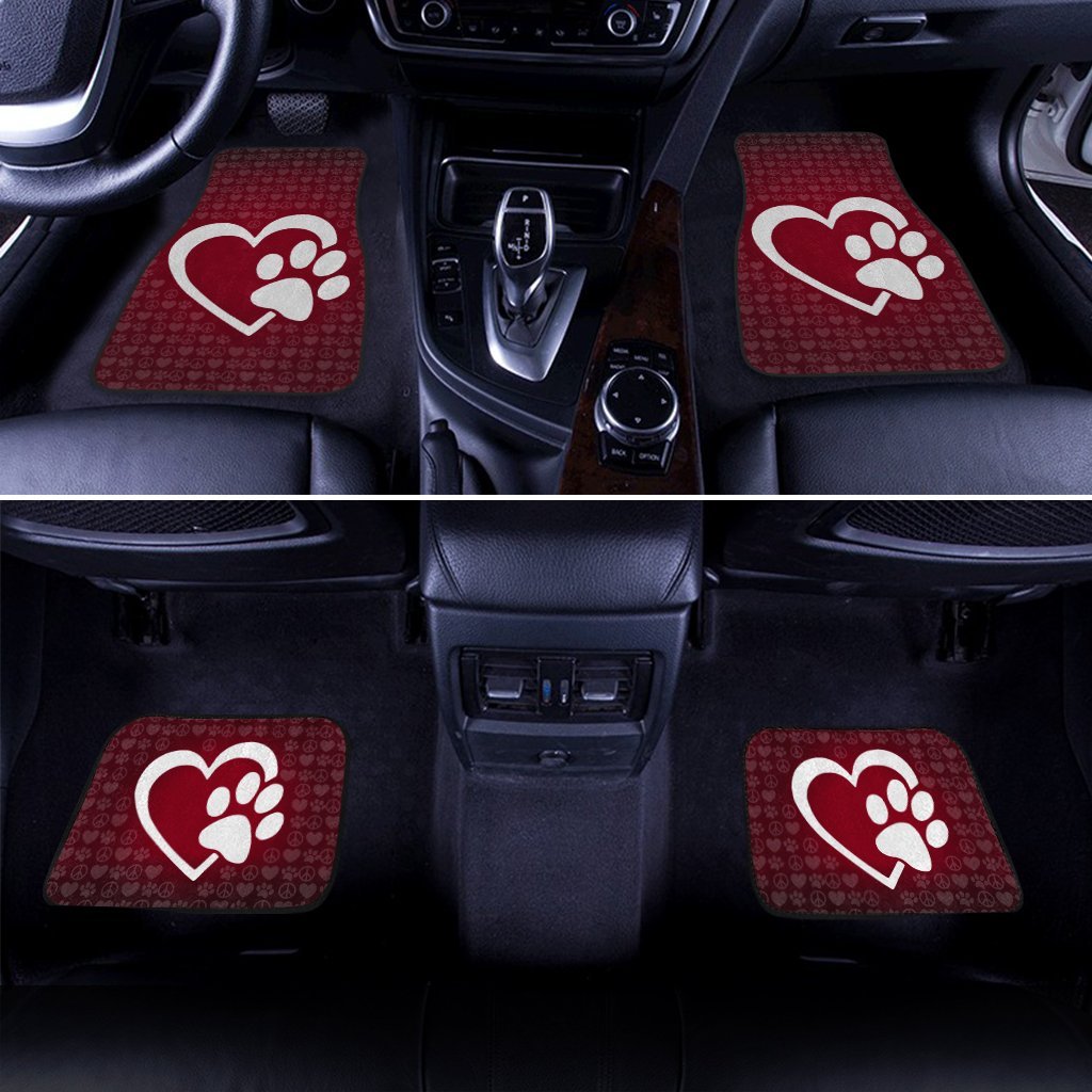 Love Dog Paw Car Floor Mats Custom Dog Lover Car Accessories