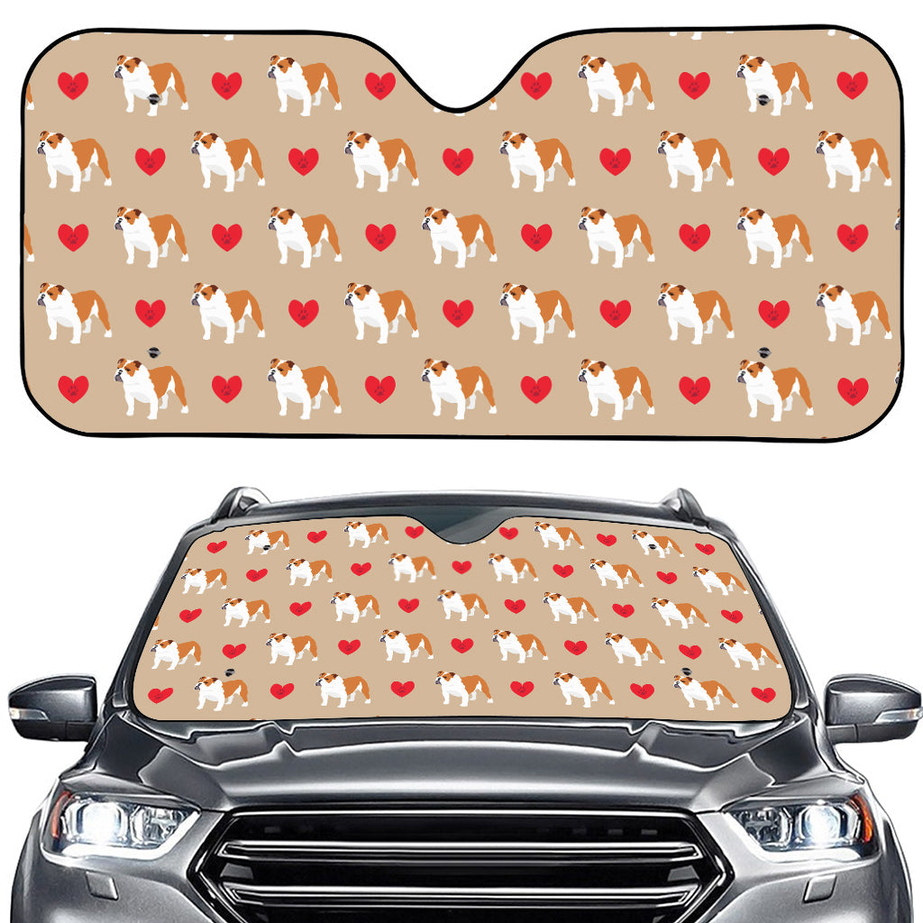 Love English Bulldog Pattern Print Car Windshield Sun Shade