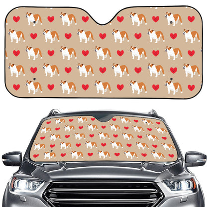 Love English Bulldog Pattern Print Car Windshield Sun Shade