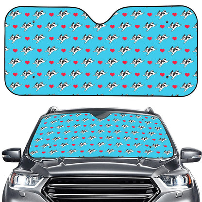 Love French Bulldog Pattern Print Car Windshield Sun Shade