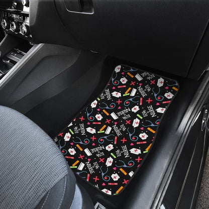 Love Nurse Car Floor Mats Custom Black Pattern Nurse Car Accessories