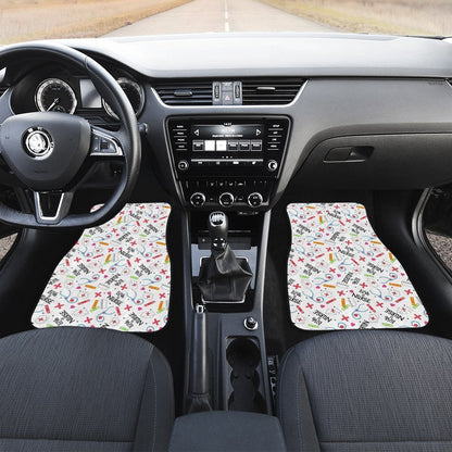 Love Nurse Car Floor Mats Custom White Pattern Nurse Car Accessories