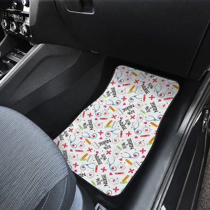 Love Nurse Car Floor Mats Custom White Pattern Nurse Car Accessories
