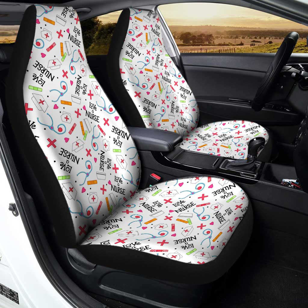 Love Nurse Car Seat Covers Custom White Pattern Nurse Car Accessories