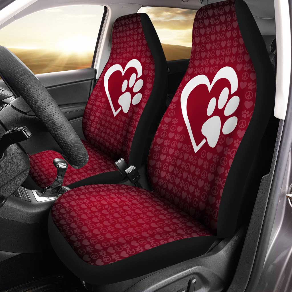 Love Peace Dog Paw Car Seat Covers Custom Car Interior Accessories