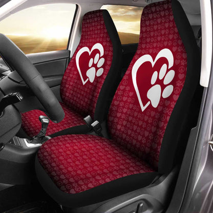 Love Peace Dog Paw Car Seat Covers Custom Car Interior Accessories