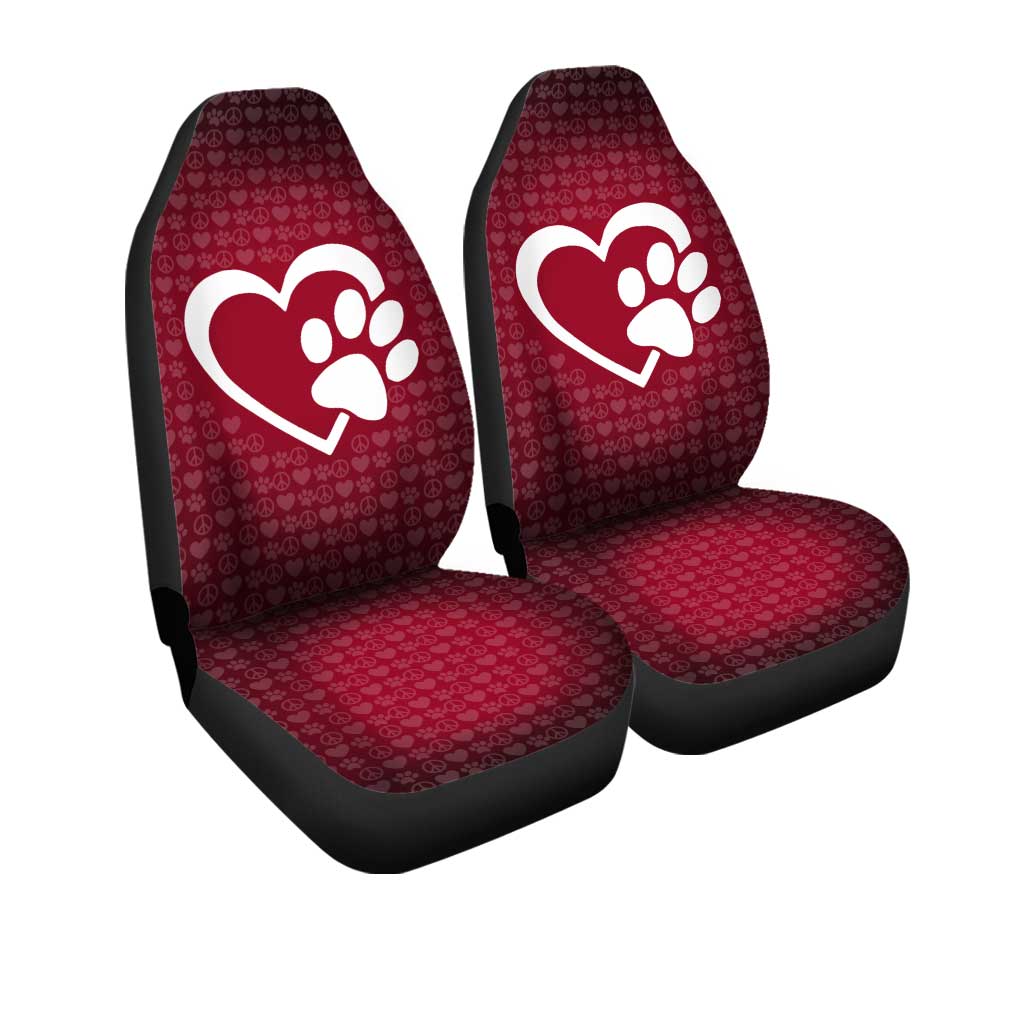 Love Peace Dog Paw Car Seat Covers Custom Car Interior Accessories