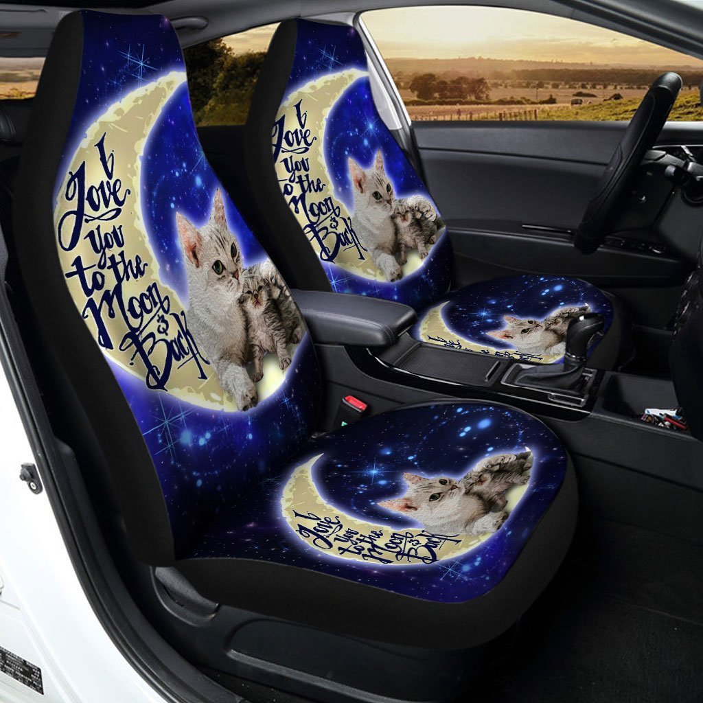 Lovely Cat Car Seat Covers Custom I Love You To The Moon And Back Car Accessories For Dad