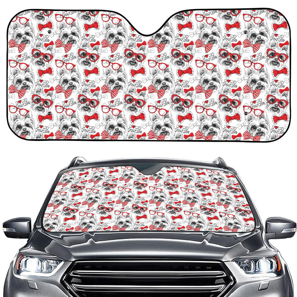 Lovely Yorkshire Terrier Pattern Print Car Windshield Sun Shade