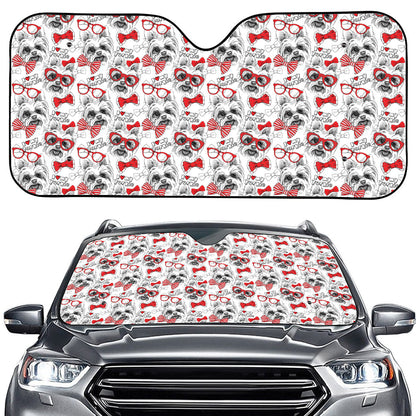 Lovely Yorkshire Terrier Pattern Print Car Windshield Sun Shade