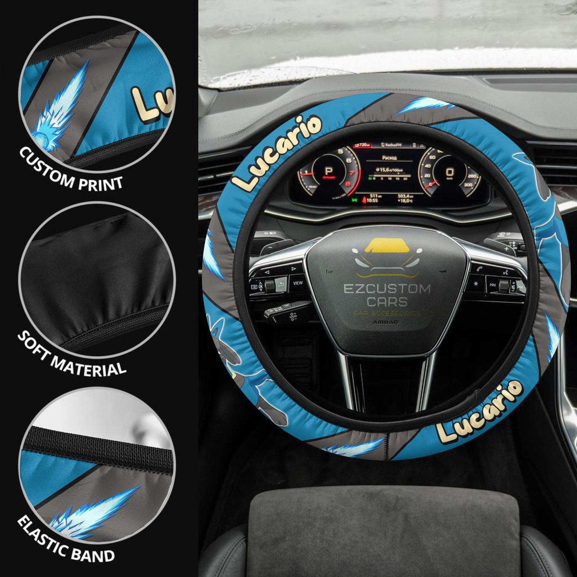 Lucario Pokemon Anime Steering Wheel Cover