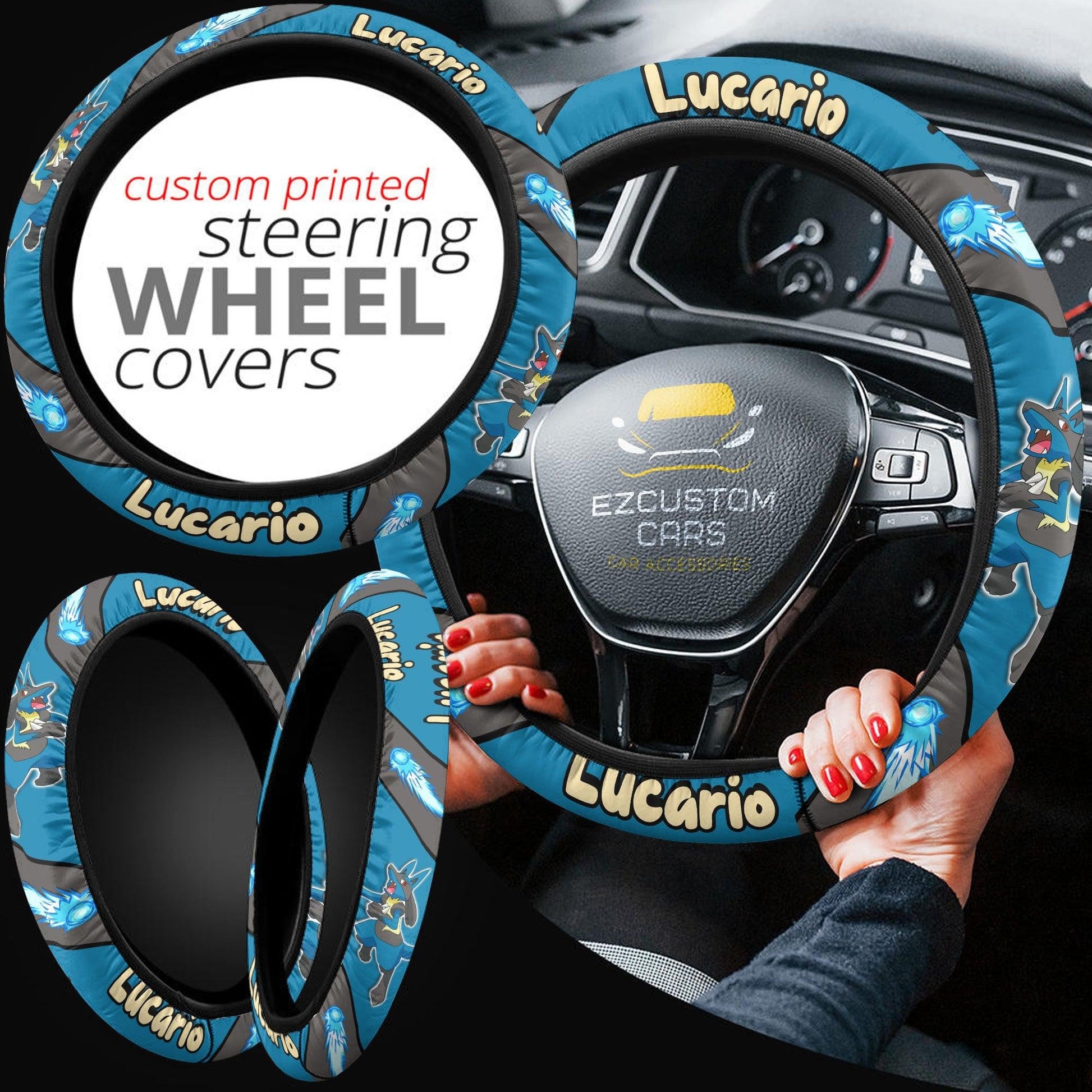 Lucario Pokemon Anime Steering Wheel Cover