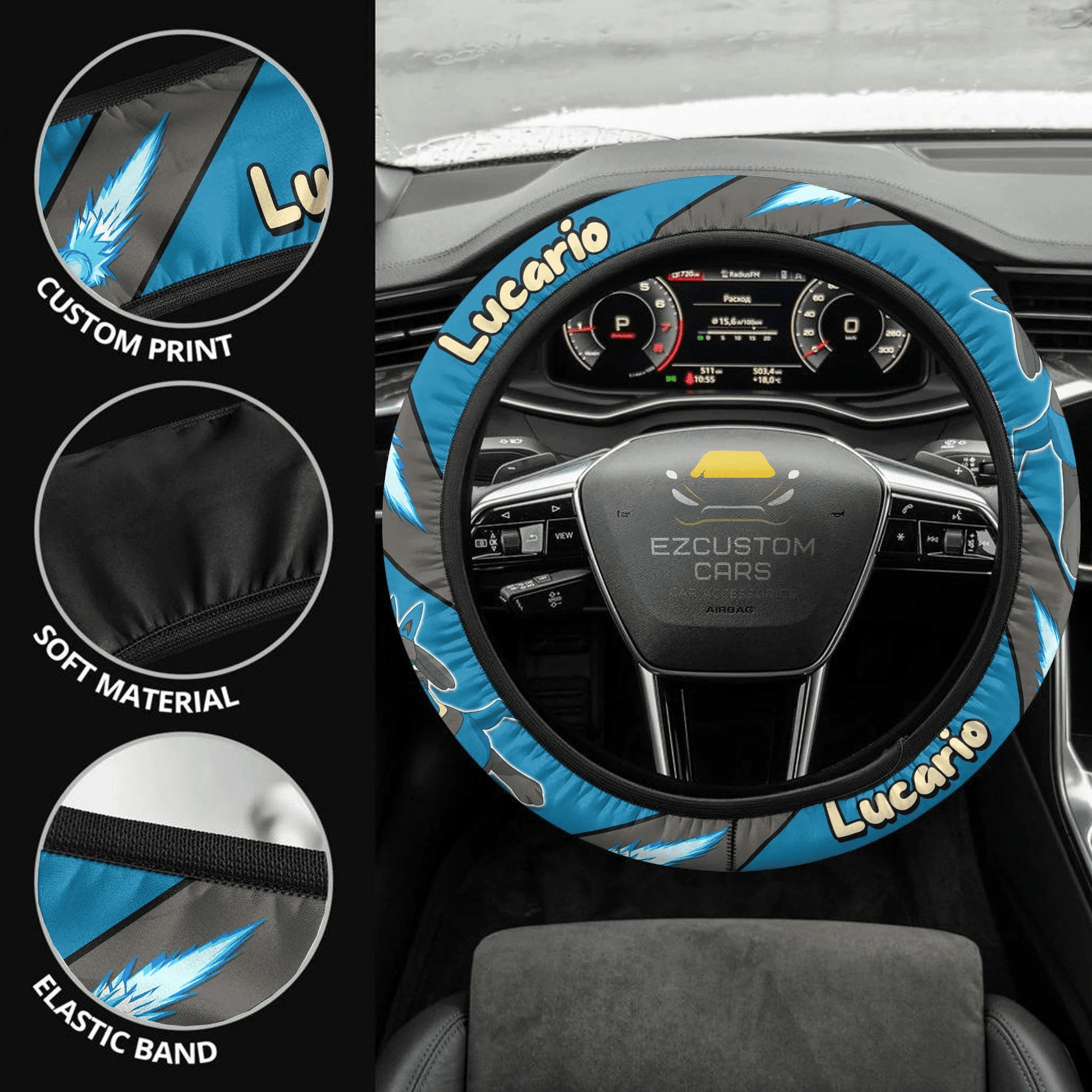 Lucario Pokemon Anime Steering Wheel Cover