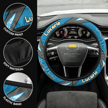 Lucario Pokemon Anime Steering Wheel Cover