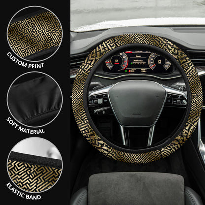Luxury Gold Black Premium Car Steering Wheel Cover