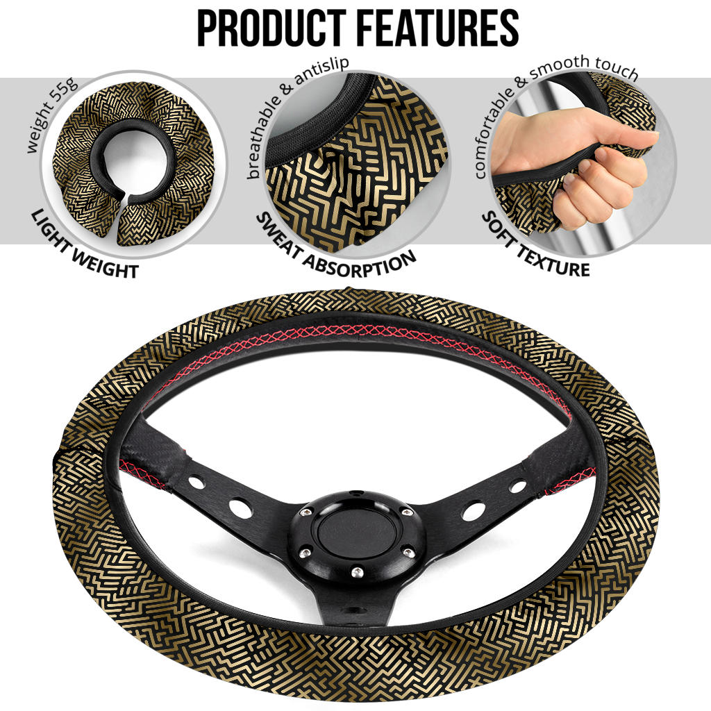 Luxury Gold Black Premium Car Steering Wheel Cover