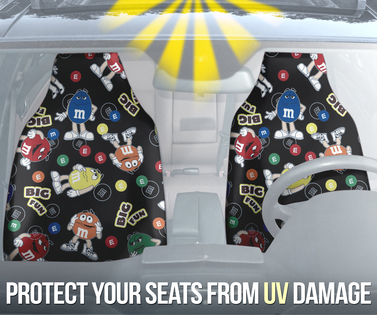 M&M Chocolate Pattern Fantasy Car Seat Covers Ci220523-04