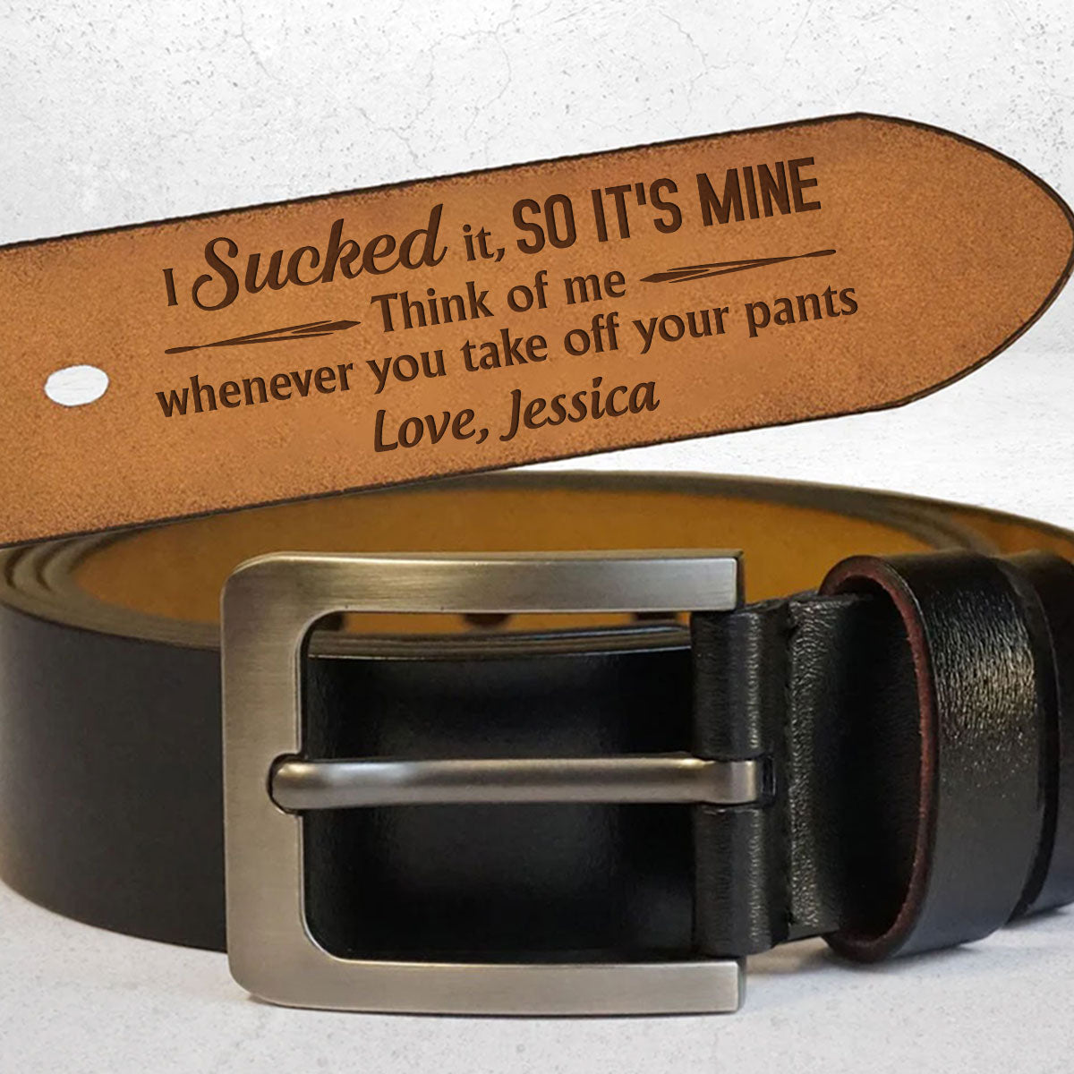 You Are Mine - Personalized Engraved Leather Belt