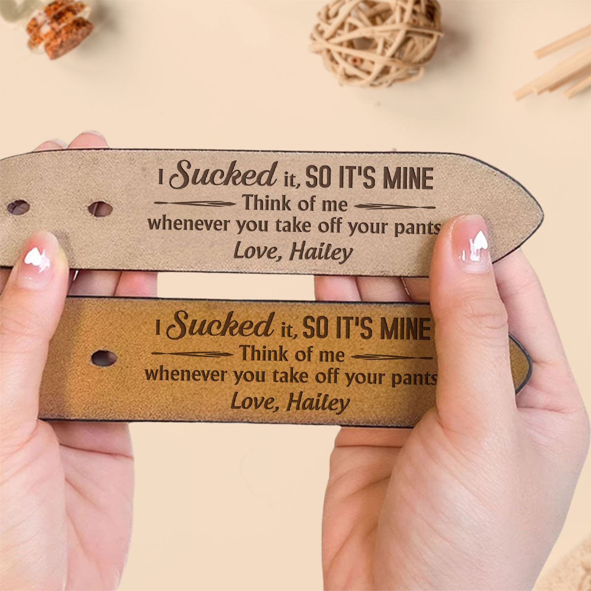 You Are Mine - Personalized Engraved Leather Belt