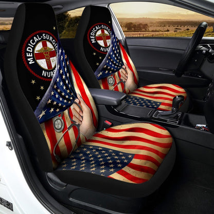 MSN Nurse Car Seat Covers Custom American Flag Meaningful For Fourth Of July